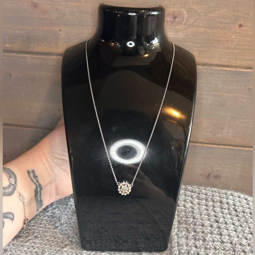 Sterling Silver Rhinestone Pendant Necklace
